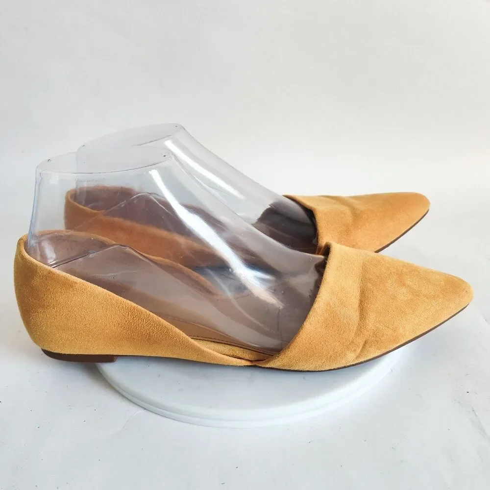 J. Crew‎ D'Orsay Shoes Flats Size 8 Zoe Pointed Toe Sueded Preppy Mustard Yellow